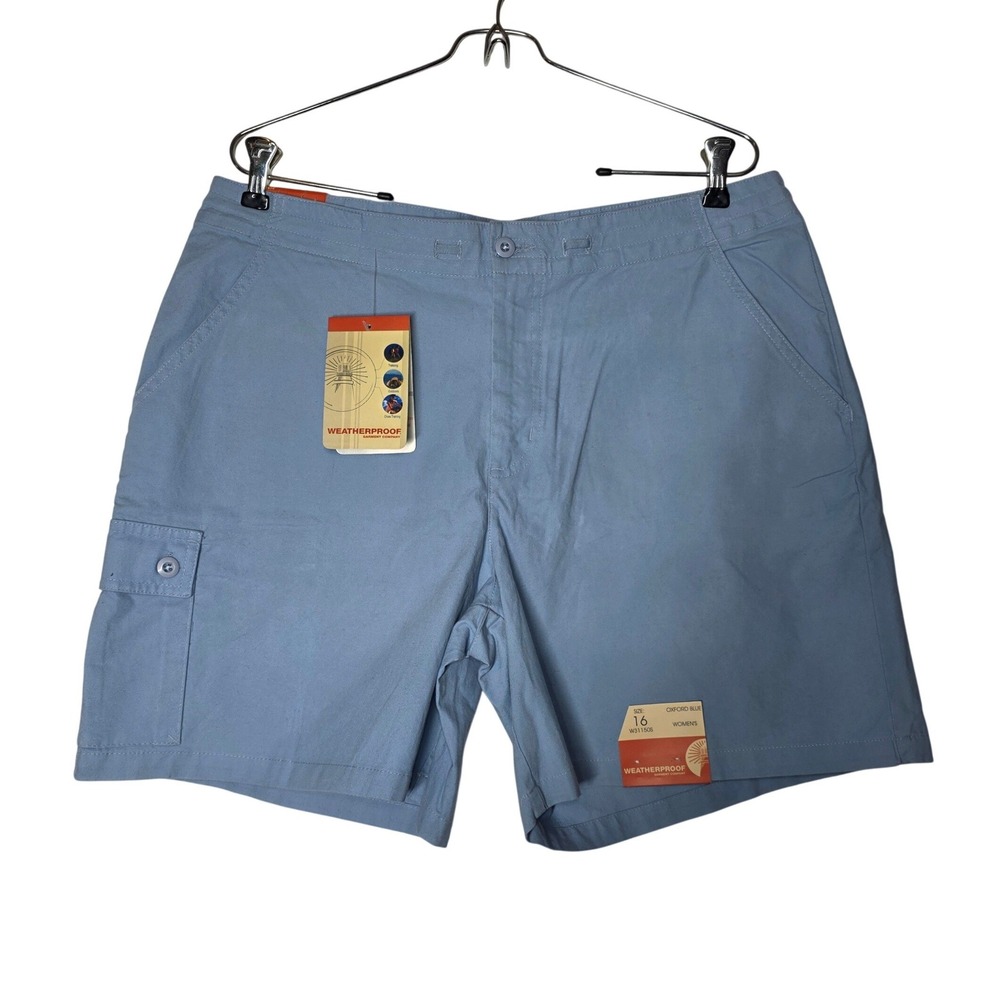 Weatherproof Oxford Blue Cargo Shorts Womens 16 W31150S Cotton Utility Summer